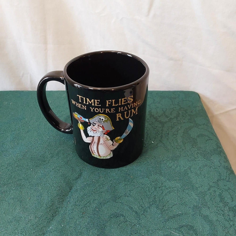 Black Pirate Mug Cup Coffee Agiftcorp "Time Flies When Your Having Rum"